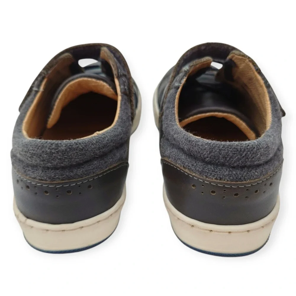 Jacadi Paris Boys Brown Leather Hook-and-Loop Sneakers Shoes Size EU 31 US 13